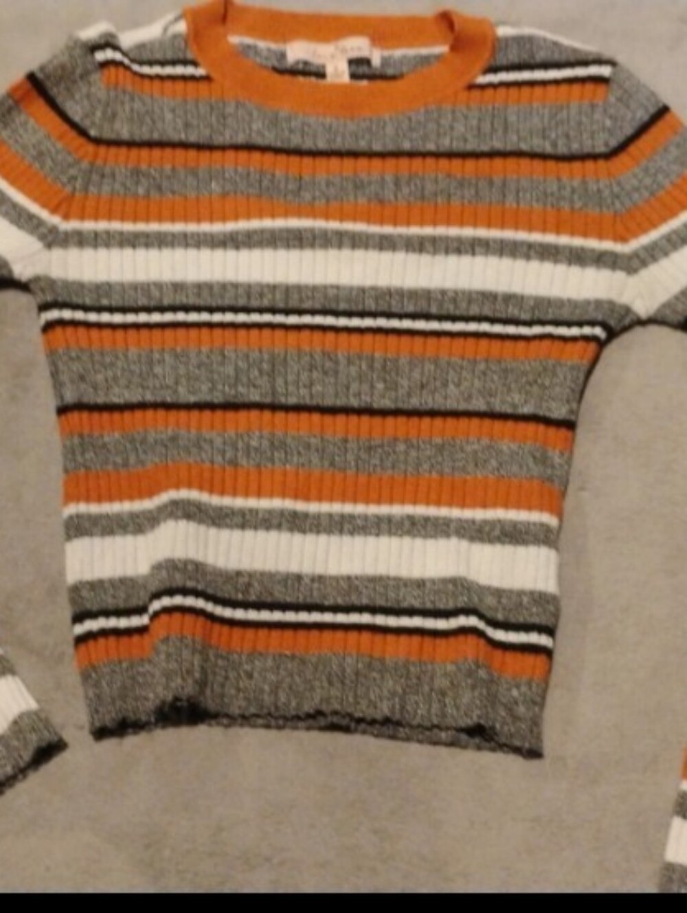 Love Tree Striped Ribbed Long Sleeve Sweater Top - S